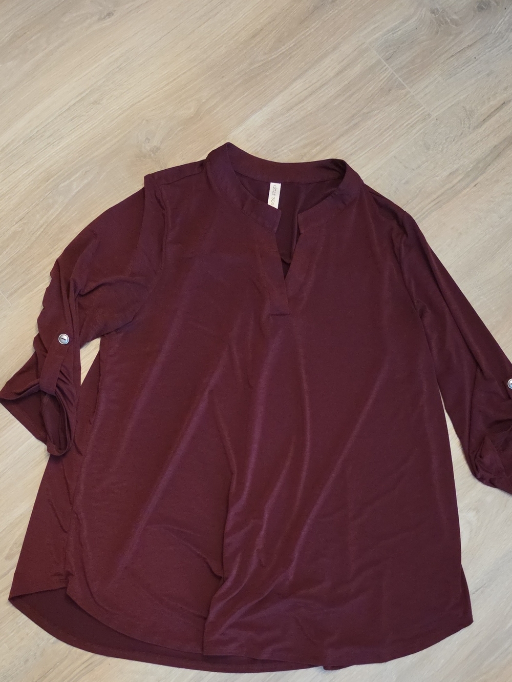 Dear Scarlett | Stretchy Burgundy Notch-Neck Tunic Top